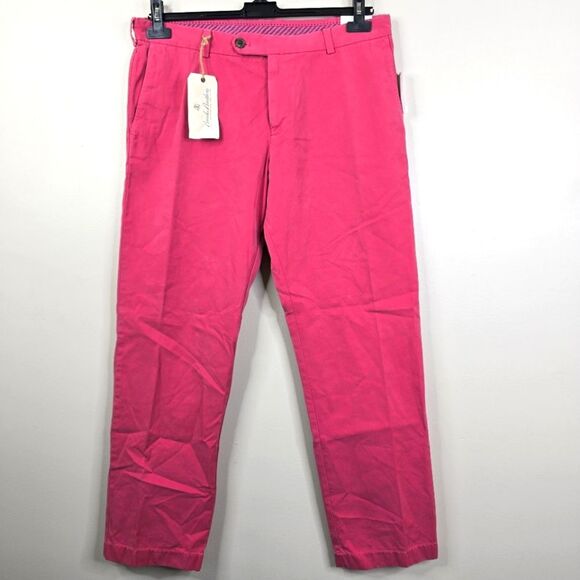 NEW Brooks Brothers Milano Flat Front Slim Fit No Cuff Chino Pants 36x32 - Picture 2 of 8